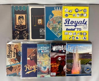 9 - 1973 - 2017 Kansas City Royals Yearbooks and Scorebooks Including 2 - World Series