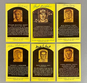 6 - Signed Yellow HOF Plaque Postcards