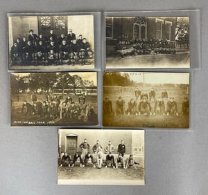 5 - Early 1900s Football Team Photo Postcards