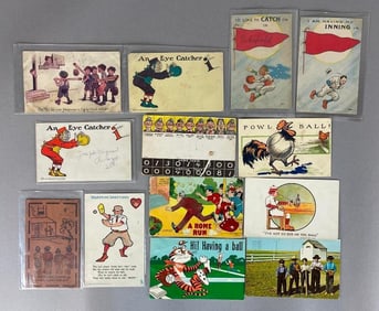 10 - Early Baseball Postcards + 2 Newer