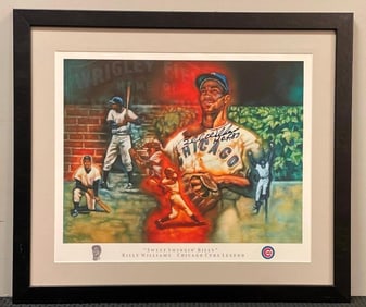 Framed Billy Williams Chicago Cubs Signed Print by John Hanley