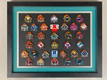 Framed NFL Pro Football Team Pin Set of 32