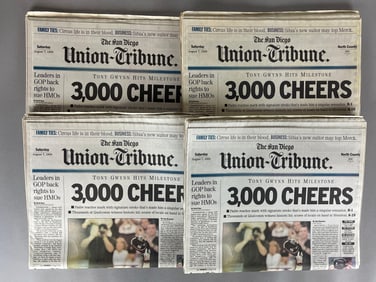 11 - Tony Gwynn 3000th Hit San Diego Union Tribune Newspapers