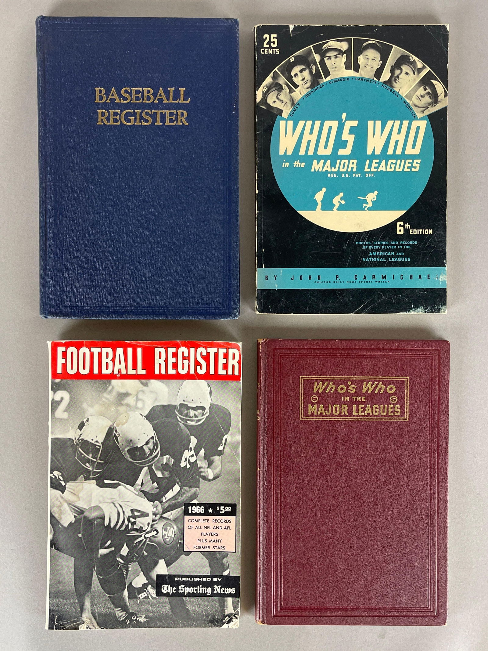 1938 and 51 Baseball Register and Whos Who in Majors + 1966 Football Regiser (1 of 2)