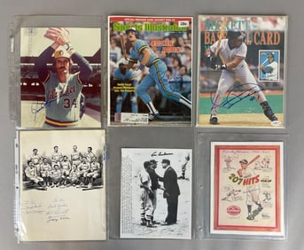 6 - Baseball Signed Photos, Magazines, and Lithos with HOFs