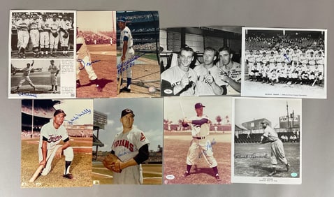 9 - Signed Baseball Photos with HOFs - Hubbell, Irvin, Williams, and More
