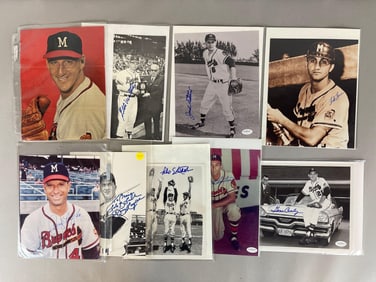 9 - Milwaukee Braves Signed Photos and Magazine Photos with Mathews and Spahn