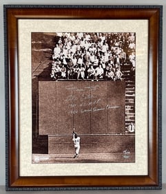 Framed and Signed Willie Mays 16 x 20 The Catch with Inscription and COA