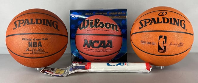 New Wilson NCAA Basketball + 2 Spalding NBA Official Basketballs