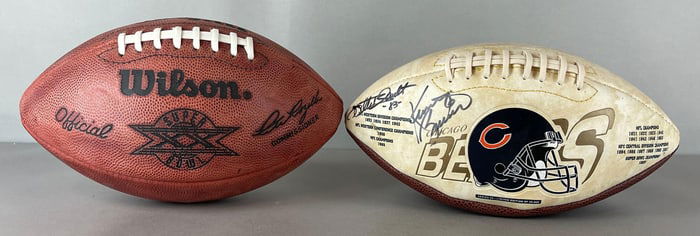 Vintage Wilson Super Bowl XX Football Bear vs Patriots + Signed Bears Football