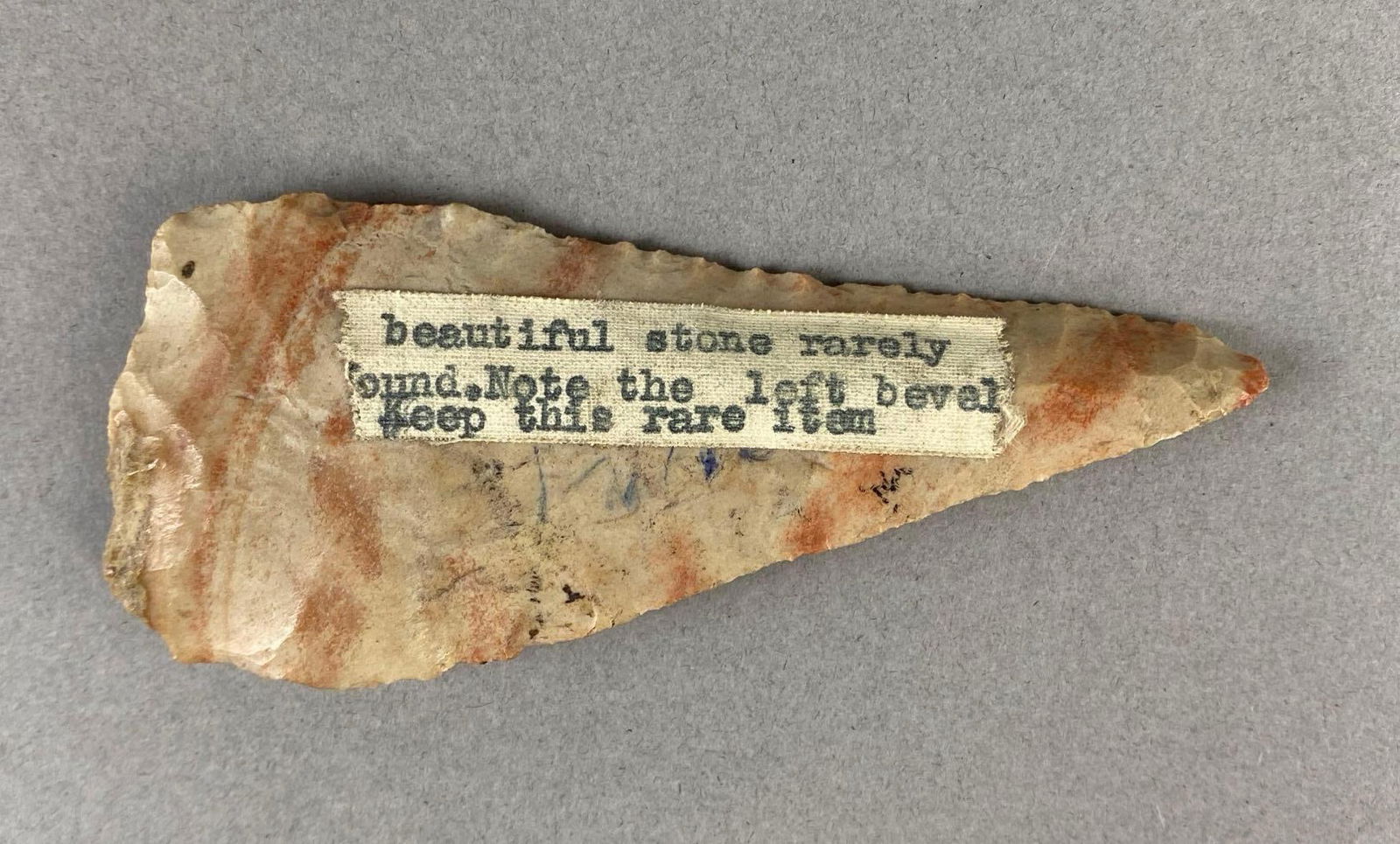 3 3/4 Inch Left Beveled Knife Pink and Light Grey Chert Heike Collection (1 of 3)