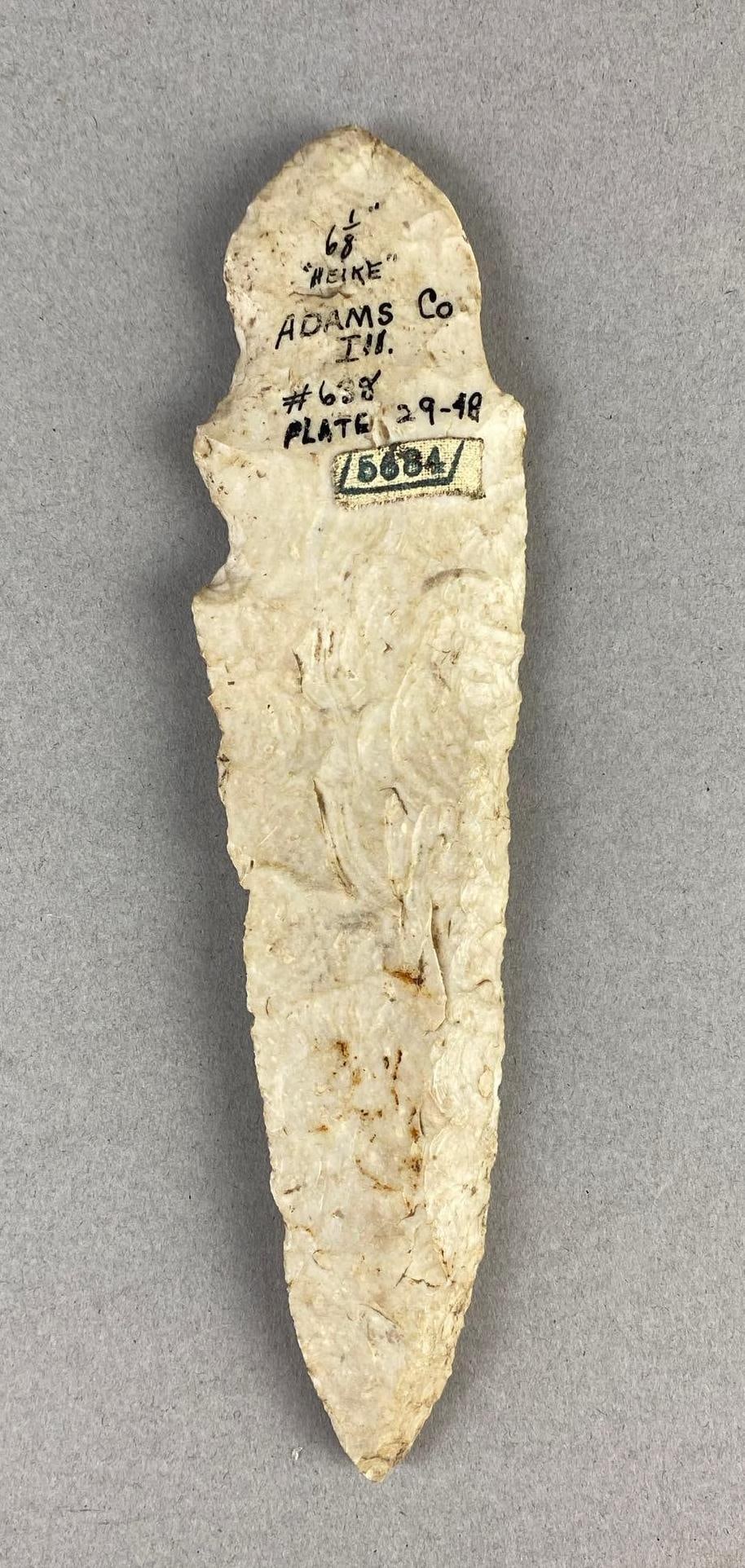 6 1/8 Inch Native American Arrowhead Adams County IL Heike Collection (1 of 2)