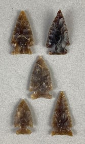 Group of 5 Hard to Find Arrowheads from Heike Collection