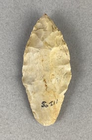 2 1/2 Inch Paleo Point Cream Colored Chert Illinois Heike Collection