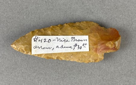 2 3/4 Inch Nice Brown Adena Arrowhead Heike Collection
