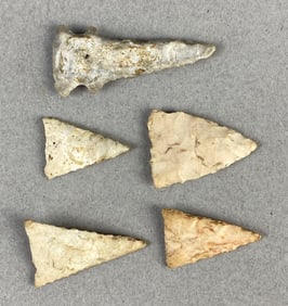 Group of 5 Native American Projectile Points from Heike Collection