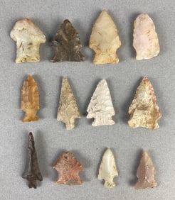 Group of 12 Arrowheads from Heike Collection