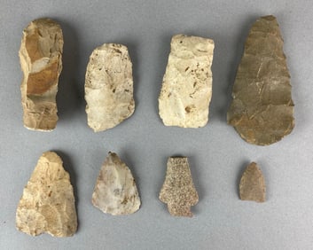 Group of 8 Assorted Paleolithic Artifacts Heike Collection