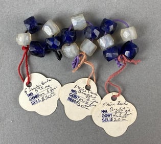 Group of 15 Blue and White Trade Beads Heike Collection