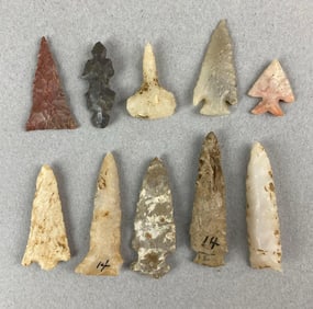 Group of Assorted Native American Artifacts Arrowheads Heike Collection