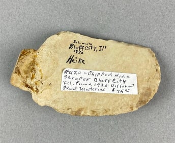 3 1/2 Inch Chipped Hide Scraper Bluff City, Illinois Heike Collection