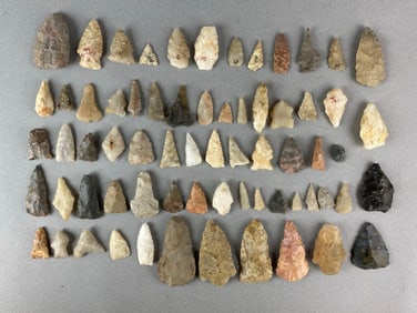 Group of Assorted Native American Arrowheads and Artifacts Heike Collection