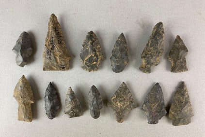 Group of Assorted Native American Arrowheads and Artifacts Heike Collection