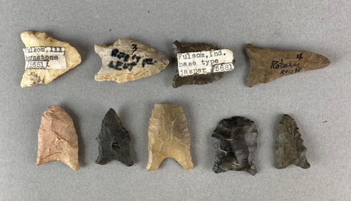 Group of 9 Assorted Native American Arrowheads and Artifacts Heike Collection