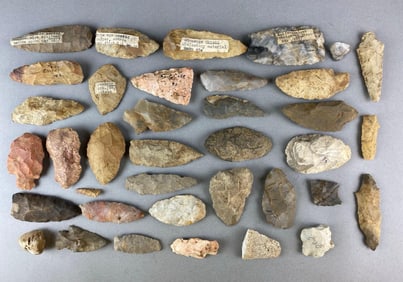Group of Assorted Native American Arrowheads and Artifacts Heike Collection