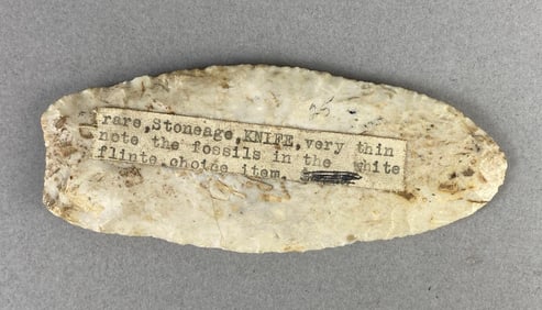 4 3/4 Inch White Flint Stone-Age Knife Heike Collection