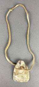 Prehistoric Oyster Shell Pendant with Deer Hide Strap Heike Collection