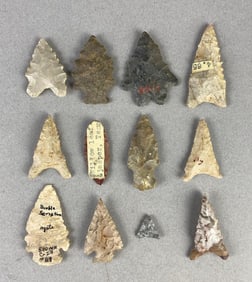 Group of 12 Arrowheads Heike Collection