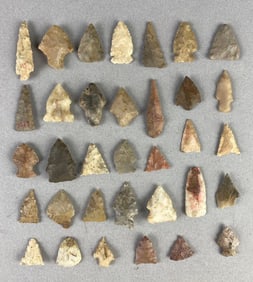 Group of 30+ Arrowheads and Bird Points from Heike Collection