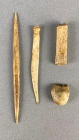 Group of 4 Native American Bone Items from Heike Collection