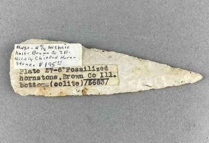 4 5/16 Inch Archaic Knife Brown County, Illinois Heike Collection