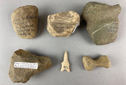 Group of 6 Assorted Native American Artifacts Heike Collection