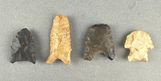 Group of 4 Assorted Native American Arrowheads Heike Collection