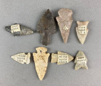 Group of 8 Assorted Arrowheads Heike Collection