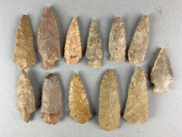 Group of 12 Assorted Arrowheads Heike Collection