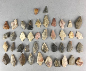 Group of 42 Assorted Arrowheads Heike Collection
