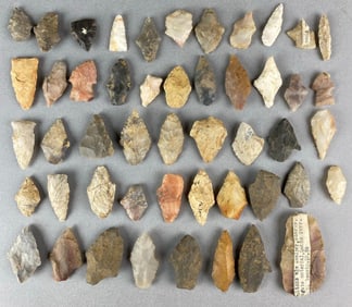 Group of 49 Assorted Arrowheads and Artifacts Heike Collection