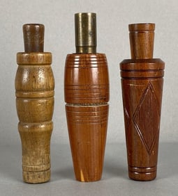 Group of 3 Handmade Wood Duck Calls Perdew and Others Heike Collection