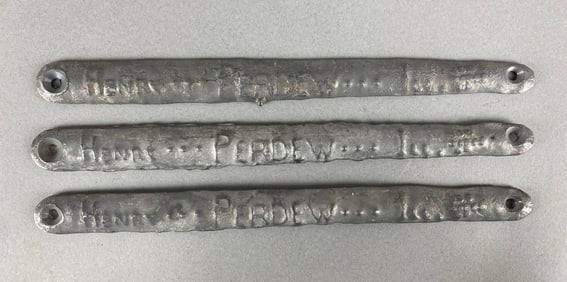 Group of 3 Henry Perdew Illinois Cast Aluminum Tags Heike Collection