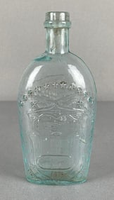 Antique 1860s Union Clasp Hands Eagle Glass Flask Heike Collection