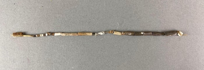 Strand of small tubular bone beads, Southern California