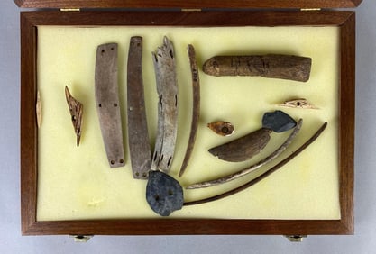Frame of fishing and hunting implements from Alaska