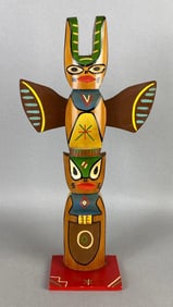 Painted miniature totem pole