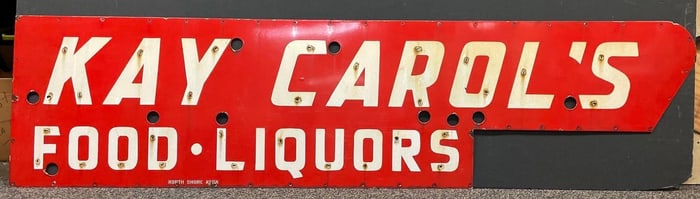Vintage Kay - Carol Food and Liquor Porcelain  Advertising Sign