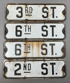 Group of 4 Vintage Embossed Metal Street Signs