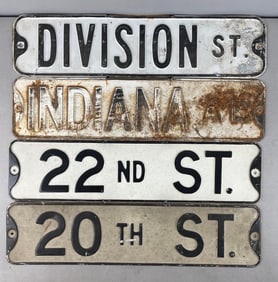 Group of 4 Vintage Embossed Metal Street Signs